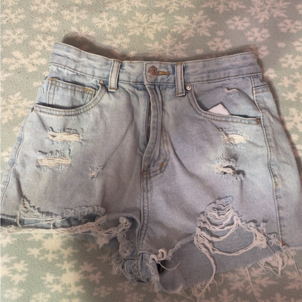 SHEIN Light Blue Ripped Jean Shorts LIKE NEW